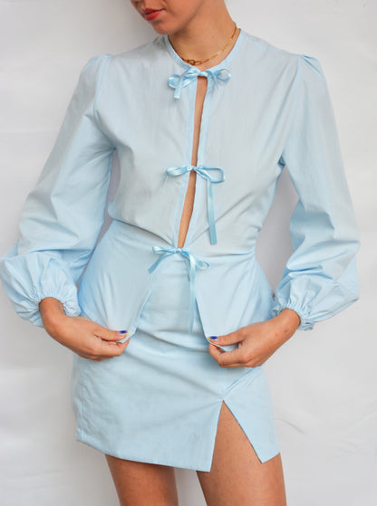 Blouse réversible Angélina (bleue)