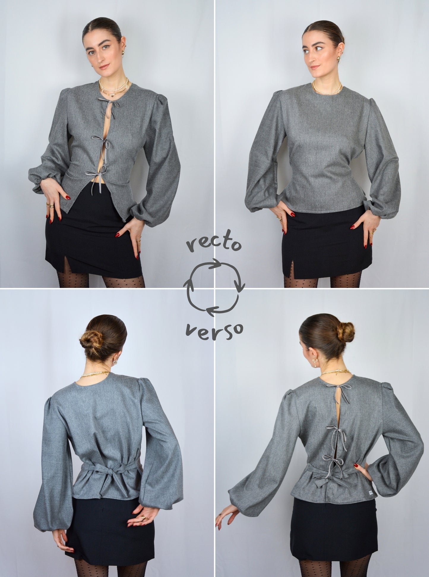 Blouse réversible Ava (grise)