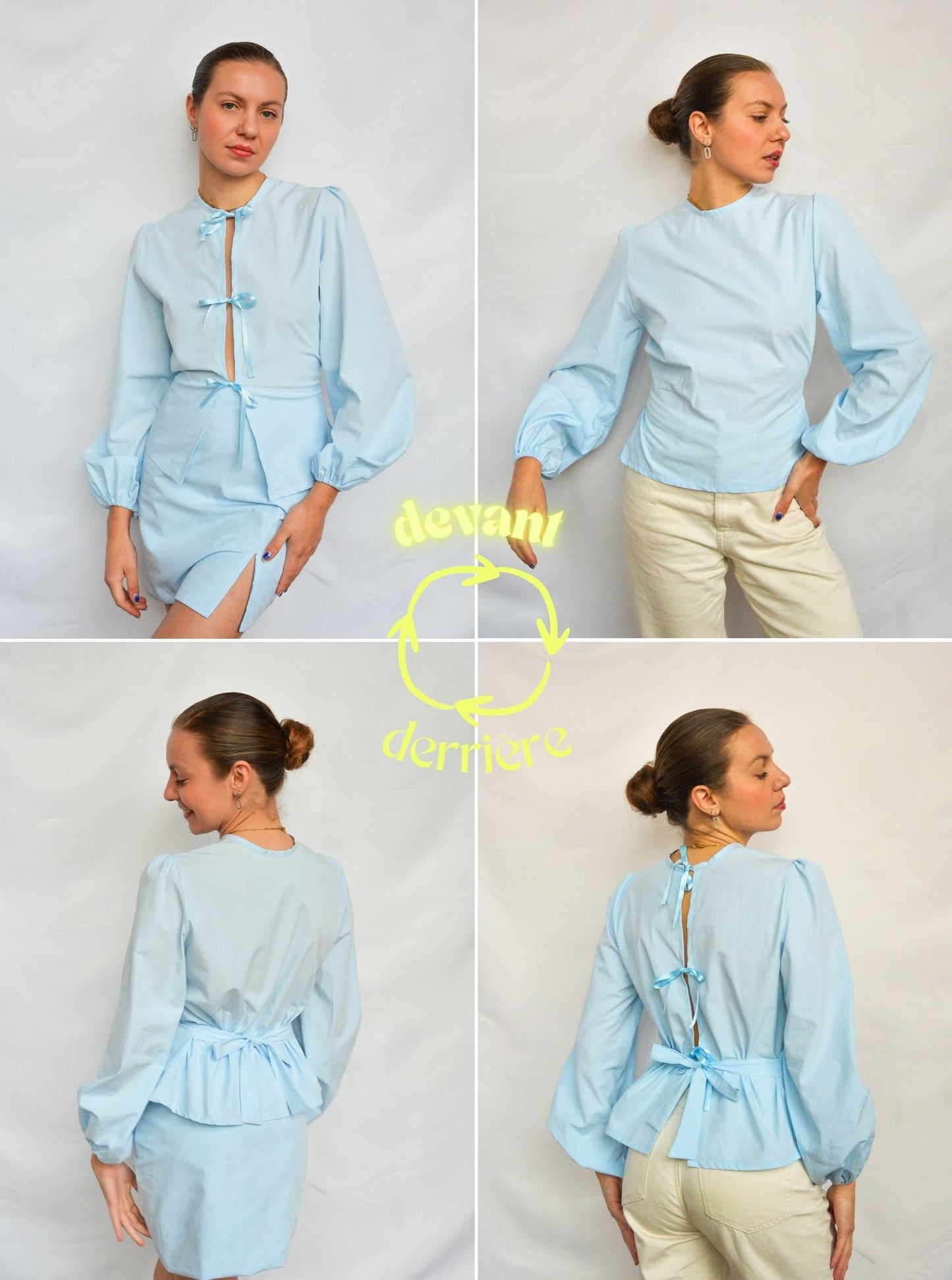 Blouse réversible Angélina (bleue)