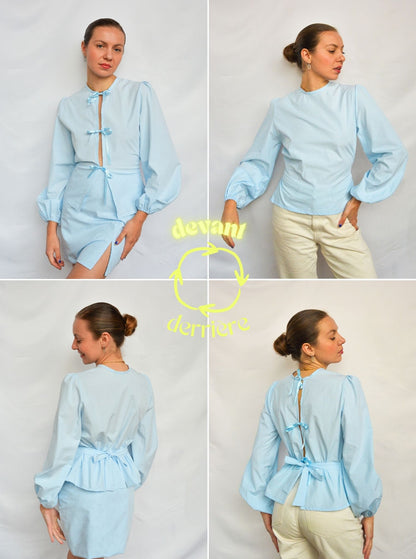 Blouse réversible Angélina (bleue)