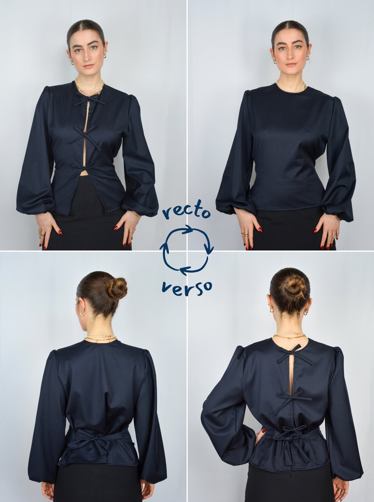 Blouse réversible Ava (navy)