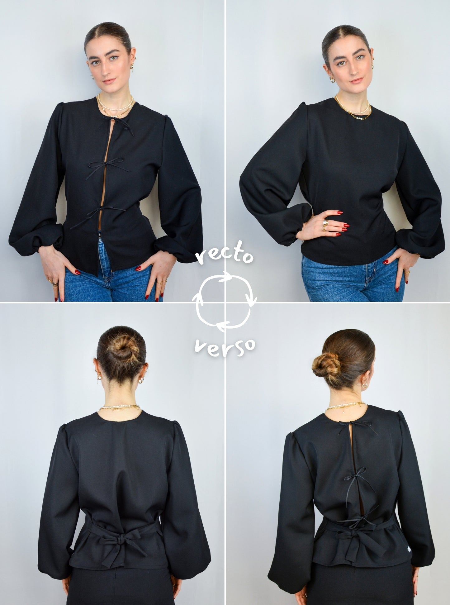 Blouse réversible Ava (noire)