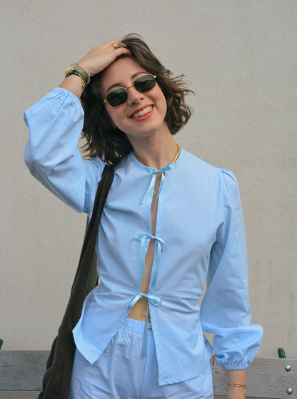 Blouse réversible Angélina (bleue)